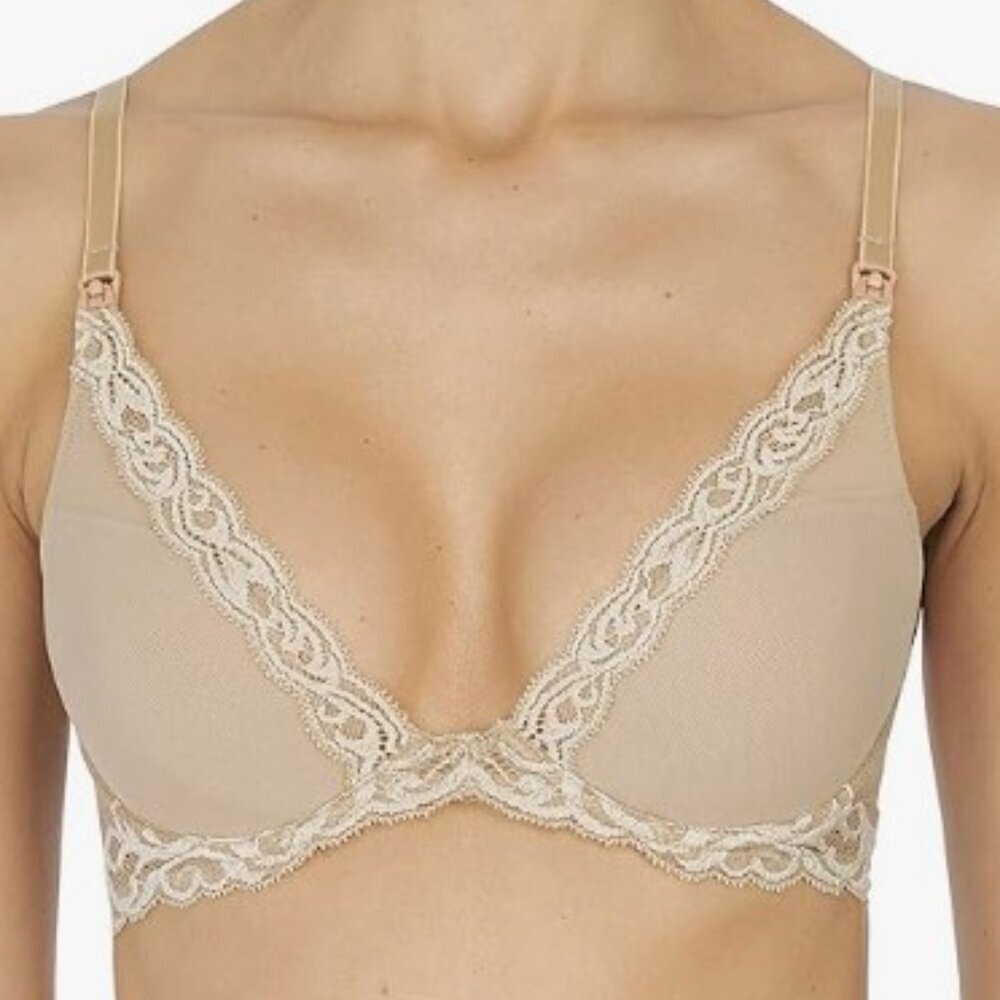 Natori Feathers Contour Plunge Maternity & Nursing Bra | Size 32D